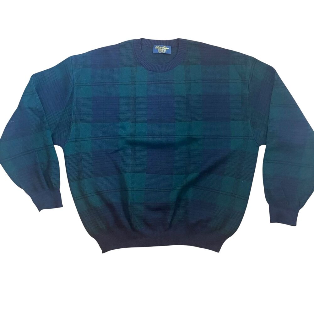 Brooks Brothers Plaid 100% Italian Wool Mens Sweater L Heritage Christmas Gift